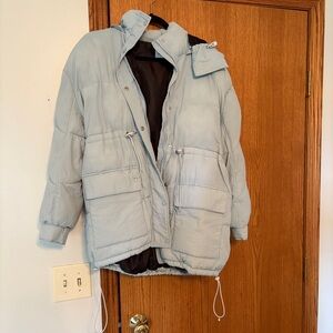 Princess Polly Sky Blue Puffer Jacket